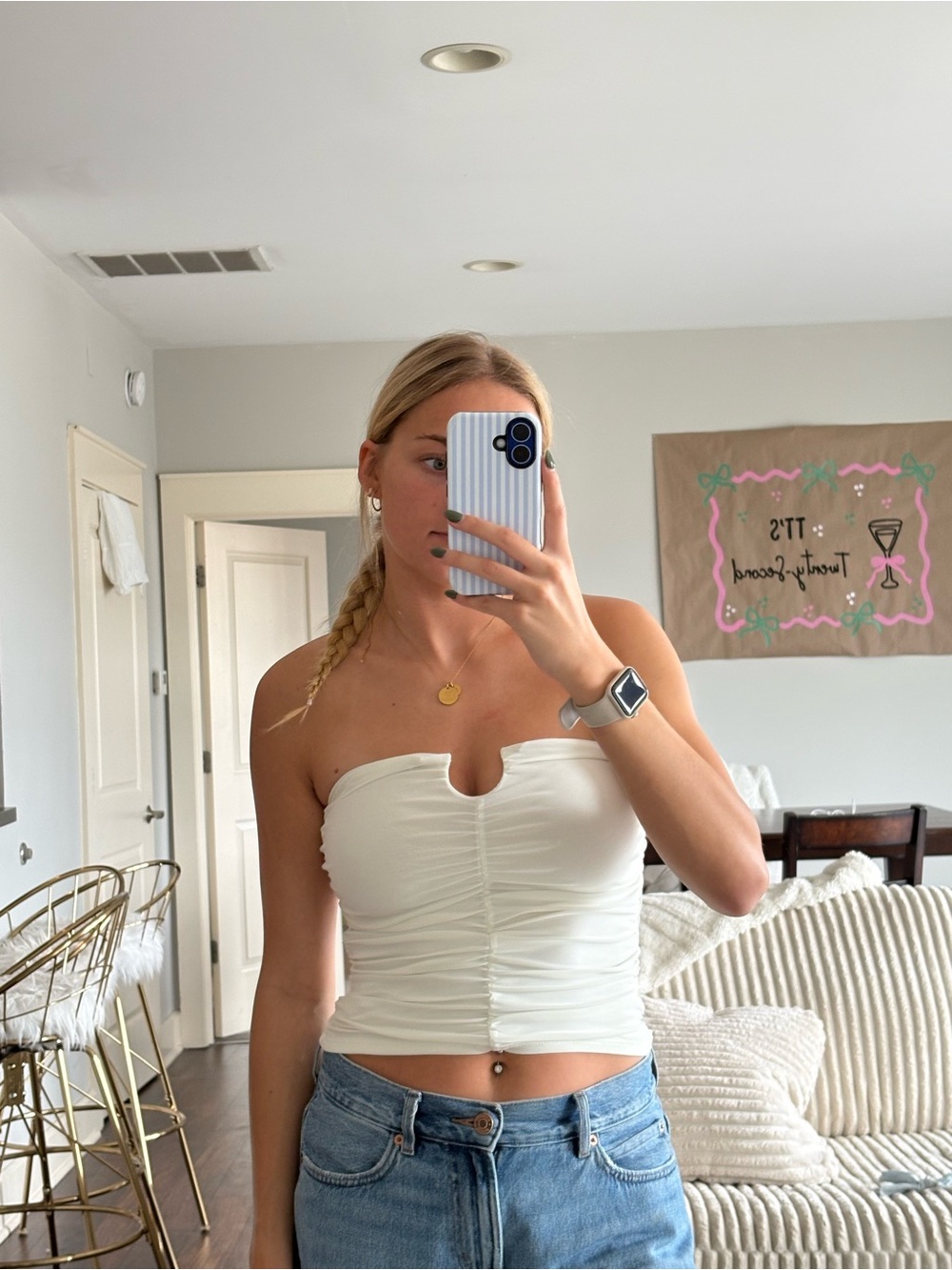 Urban Outfitters White Strapless Ruched Tube Top - NWT